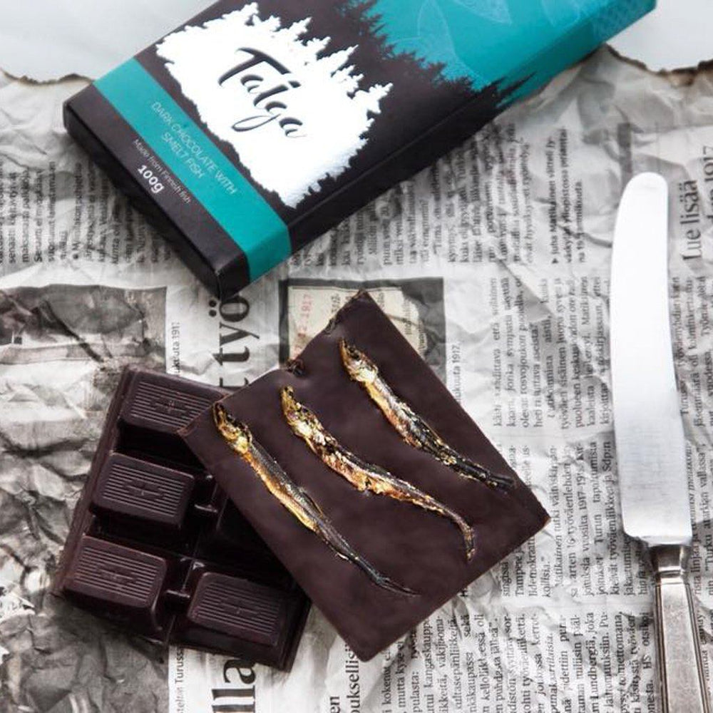 Taiga's Dark Chocolate With Smelt Fish 100g Dark chocolate Taiga chocolate 