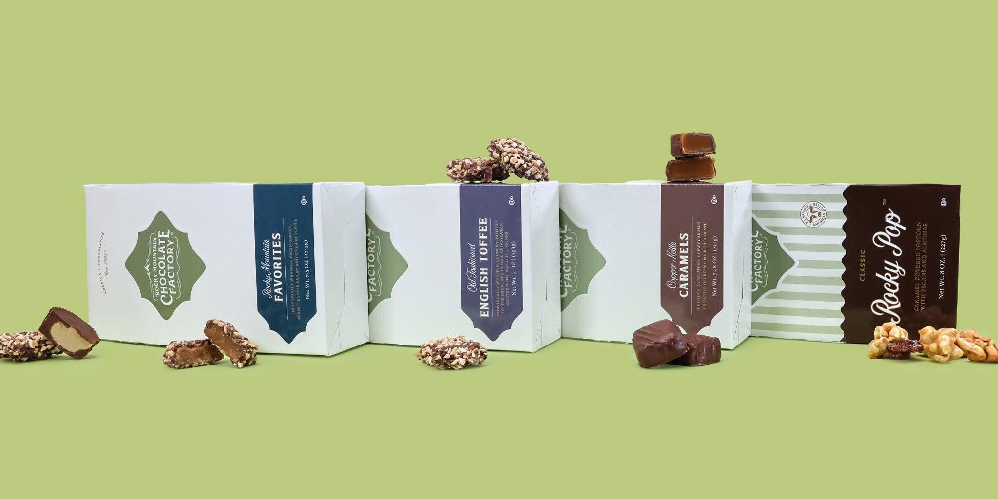Grab and go convenience, individually wrapped treats, Rocky Mountain Chocolate Factory