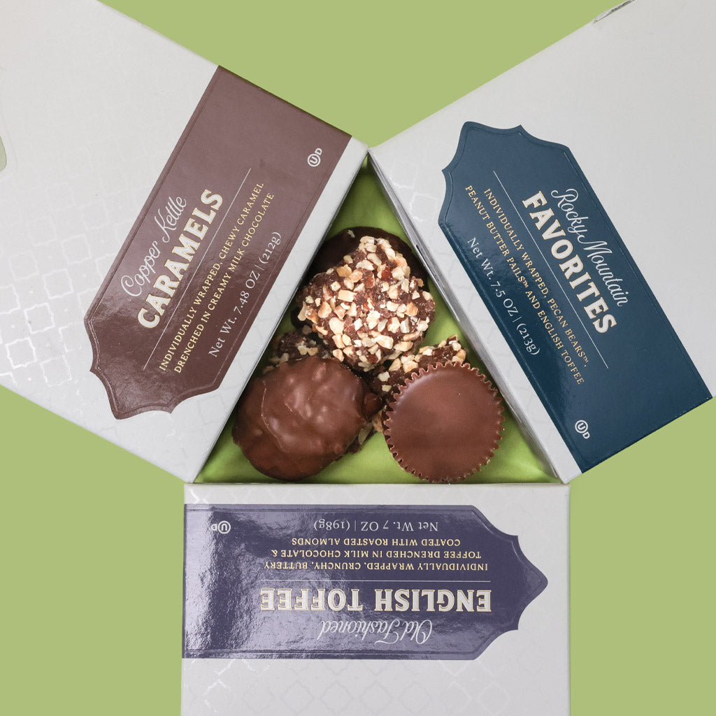 Grab and go convenience, individually wrapped treats, Rocky Mountain Chocolate Factory