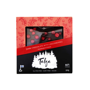 Taiga's Dark Chocolate With Lingonberries (55% cocoa) 50g Taiga Chocolate online shop 