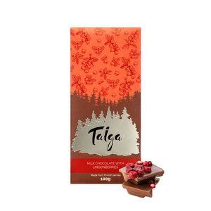 
            
                Lataa kuva gallerian katseluohjelmaan, Taiga&amp;#39;s Milk Chocolate with Lingonberries 100g Milk Chocolate Taiga chocolate 
            
        