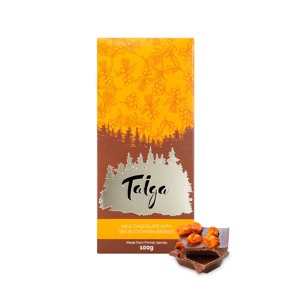 
            
                Load image into Gallery viewer, Taiga&amp;#39;s Milk Chocolate with Sea Buckthorn Berries 100g Milk Chocolate Taiga chocolate 
            
        