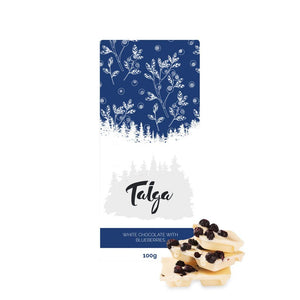 
            
                Load image into Gallery viewer, Taiga&amp;#39;s White Chocolate With Wild Bilberries 100g white chocolate Taiga chocolate 
            
        